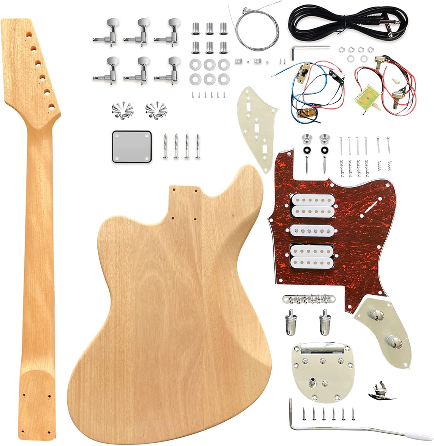 DIY Electric Guitar Kit Beginner Kit 6 String Right Handed with Mahogany Body Mahogany Neck Rosewood Fingerboard Chrome Hardware Build Your Own Guitar.