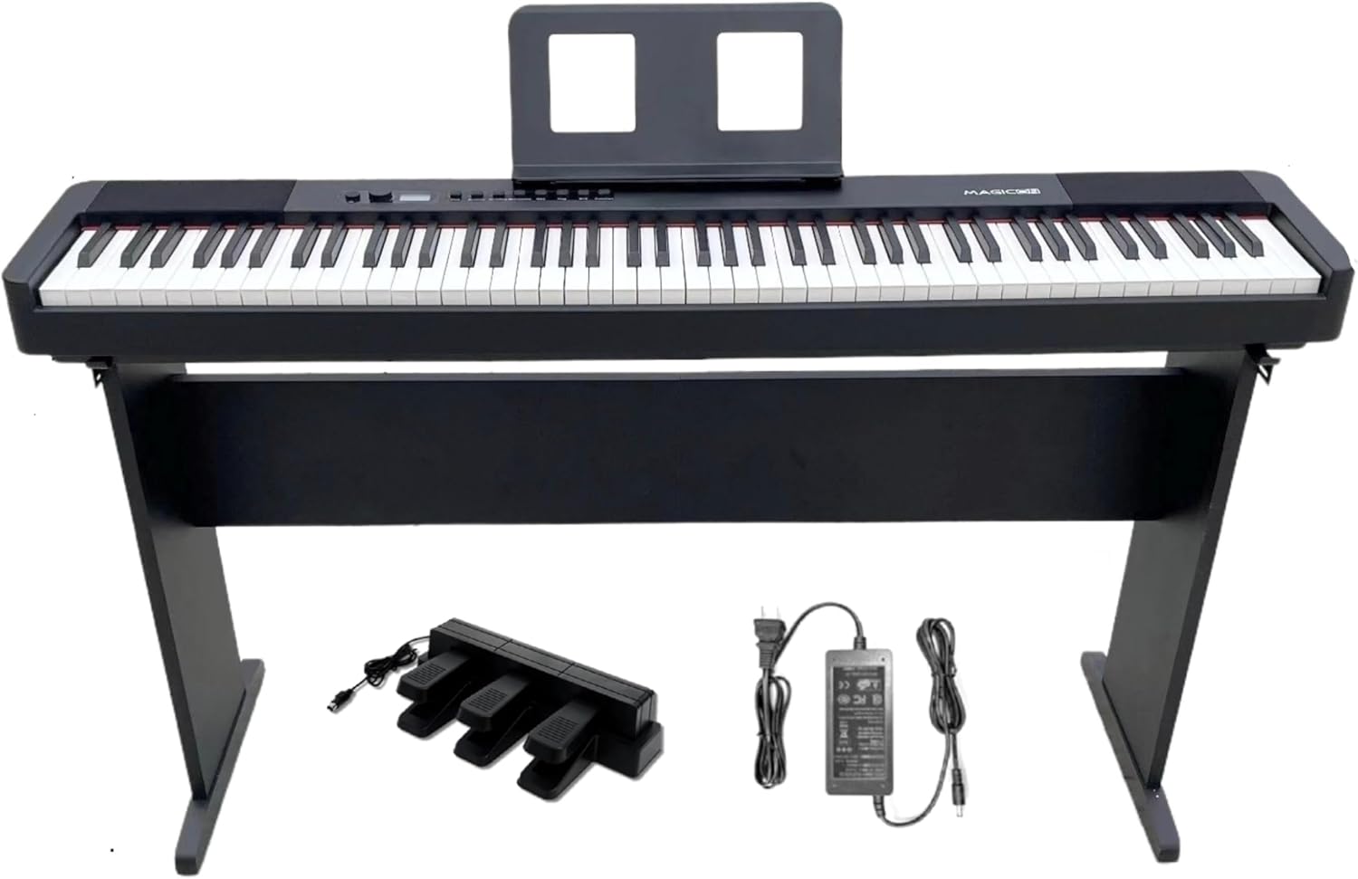 88 key Weighted Keyboard Piano,Digital Piano with 88 key Graded Hammer Action Keys,Full Size with Stand, French Dream Sound Chip,Triple Pedals,Stand,Adapter.25Wx2 Speakers, USB/MIDI(BLACK)