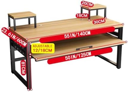 Multi-Tier Music Production Desk, Computer Workstation with MIDI Keyboard Shelf, Stylish Wood & Black Metal Frame for Home Studio, Brown Finish