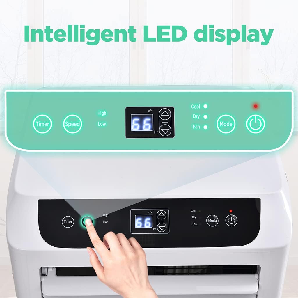 8,000 BTU Portable Air Conditioner with Remote Control and Window Installation Kit , 3-in-1 AC Unit with Fan & Dehumidifier Cools up to 350 sq. ft Floor Air Conditioner for Room, Office, Dorm, Bedroom