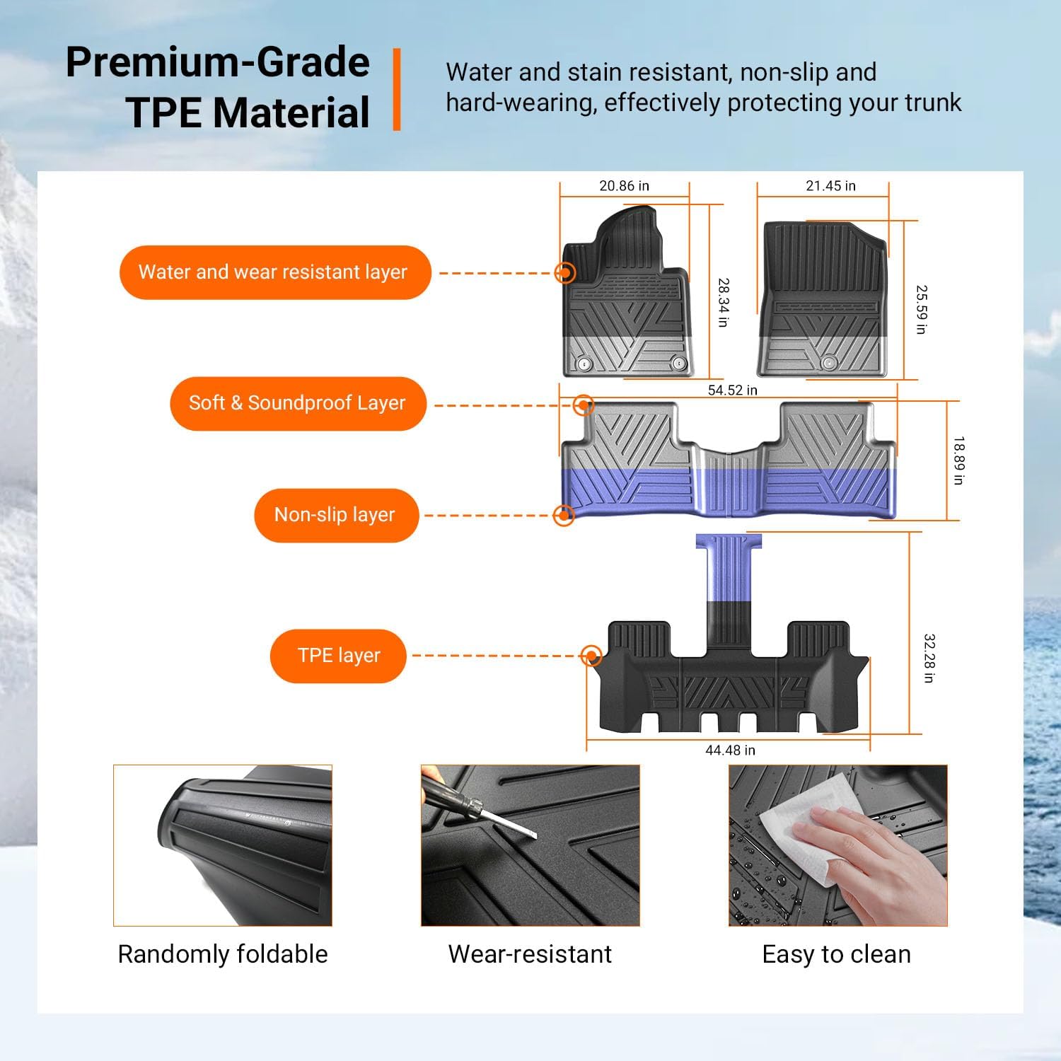 powoq Floor Mats Compatible with 2021-2026 KIA Sorento Cargo Liner with Backrest MatsTrunk Mat Replacement for KIA Sorento 2021 2022 2023 2024 2025 2026 Accessories