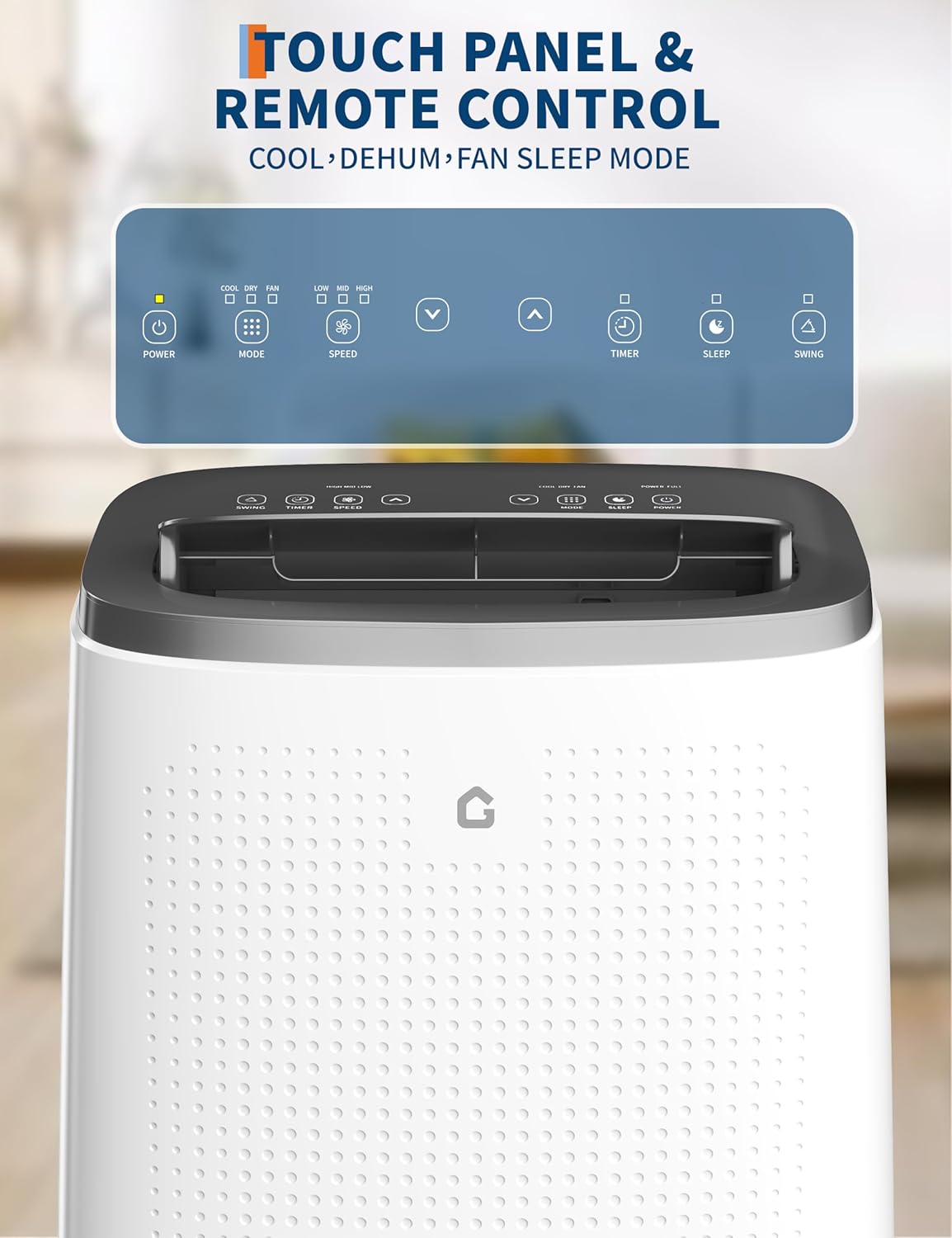 14000 BTU Energy-Efficient Portable Air Conditioner | 3 in-1 Cooling AC with Sleep Mode & Eco-Saving Design | Ventless Floor Unit w/ 3 Speeds Fan, Dehumidifier & Quiet Operation