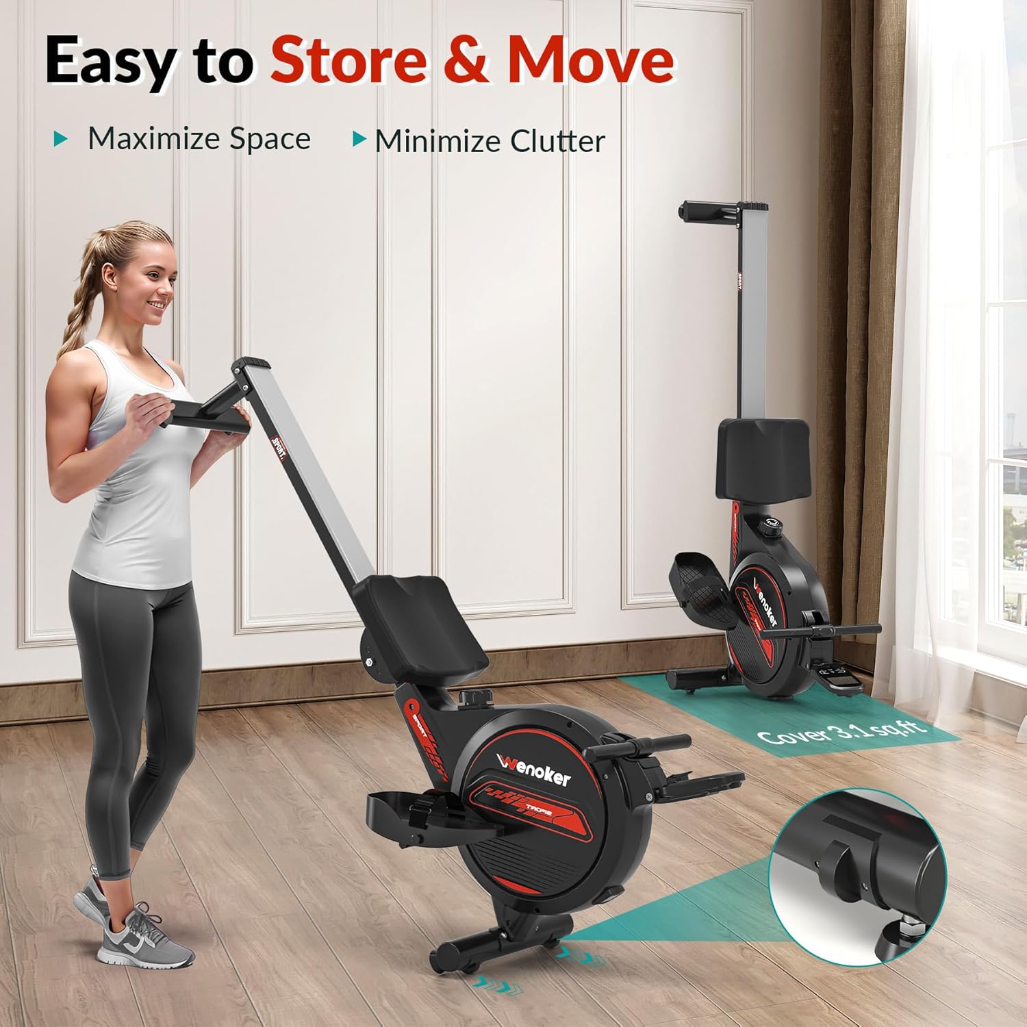 Rowing Machine for Home, Magnetic Rower Machine, 350 LB Weight Capacity, 16-Level Silent Resistance Row Machine for Gym Exercise Full-Body Workout Compact Rower with LCD Monitor Tablet Holder