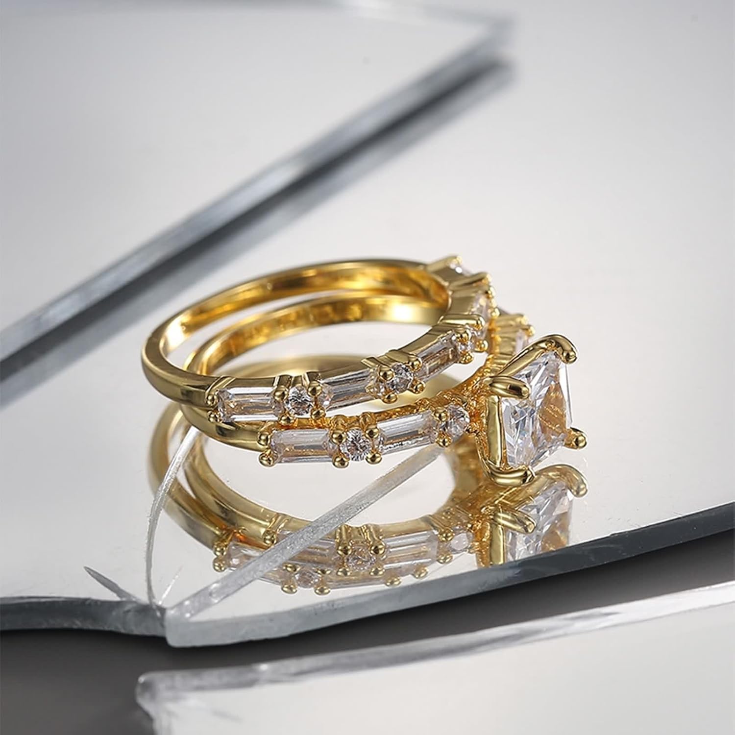 Wedding Band for Women Moissanite, Simple Rings Classic Jewelry 9K/14K/18K Yellow Gold for Valentine's Day