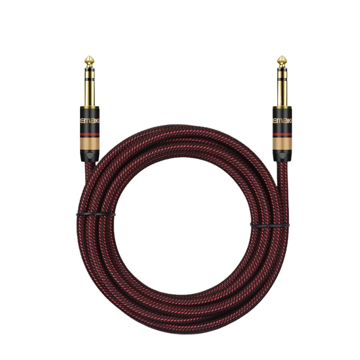 Stereo Audio Line TRS 1/4 Inch Male To Male Guitar Amp Cord 6.5mm To 6.5mm for Guitar Sax Speaker Amplifer Mixer Equalizer(Red-Straight LL,1m)