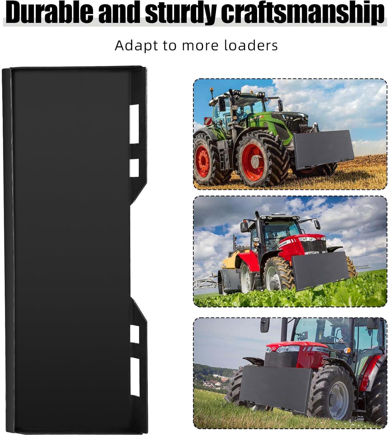 3/8 inch Thick Universal Quick Attach Mount Plate, Heavy Duty Skid Steer Mount Plate Attachment Easy to Weld or Bolt to Different Accessories