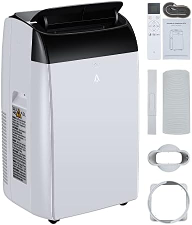 12,000 BTU Portable Air Conditioner - 8,000 BTU (SACC) Cools 550 Sq.Ft, 3-in-1 AC with Dehumidifier & Fan, 51dB Quiet, 24H Timer, Remote for Home/Office
