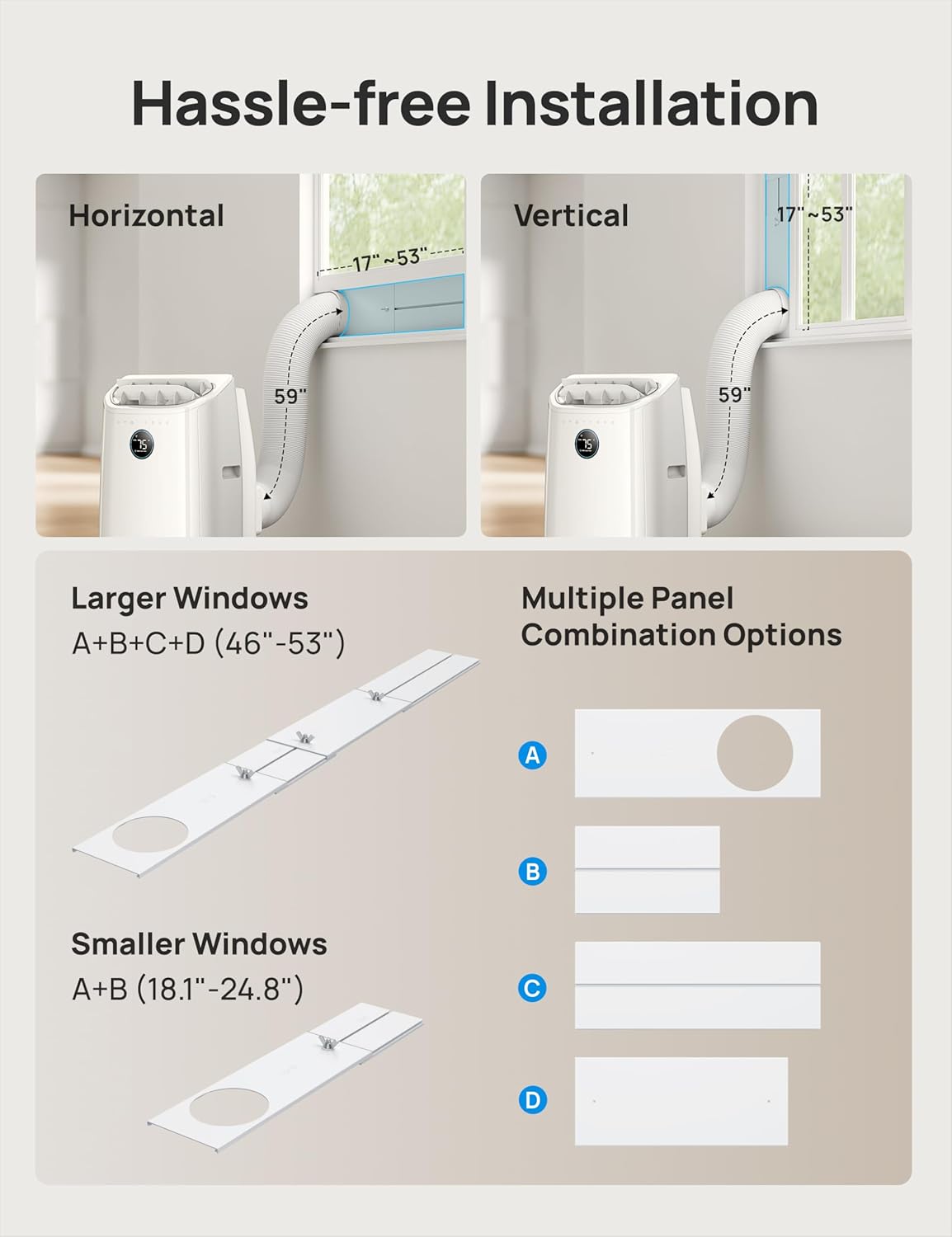 Dreo Portable Air Conditioners, 14000 BTU ASHRAE (10,000 BTU DOE) Smart AC Unit for Room with Drainage-free Cooling, APP/Voice/Remote, Fan & Dehumidifier, Quiet Standing AC for Bedroom, AC516S New