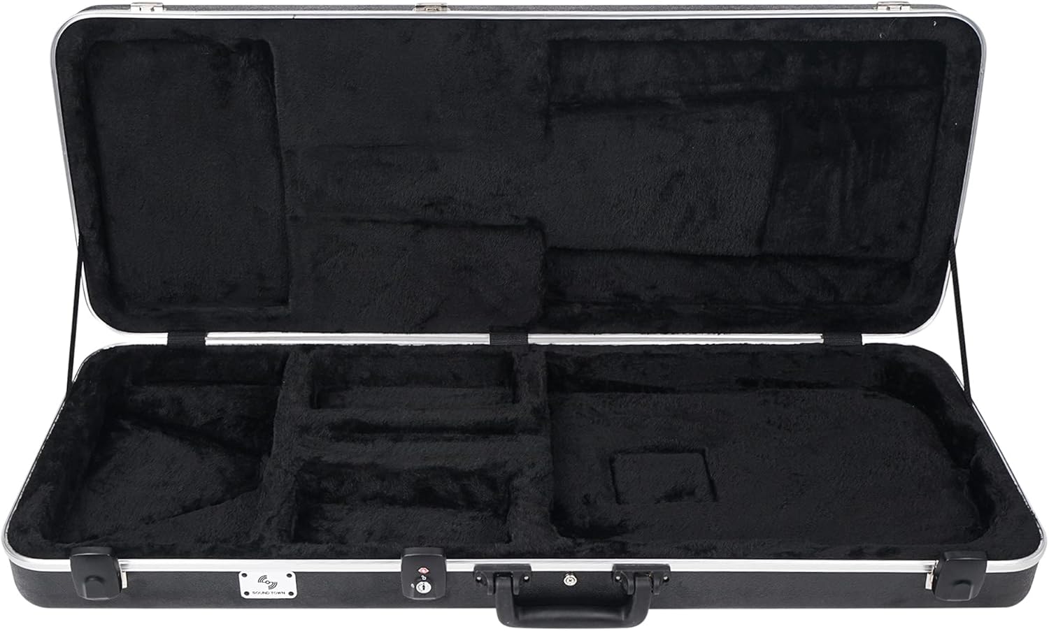 Sound Town Lightweight ABS Road Case for Electric Guitar with TSA Approved Locking Latch and EPS Foam Plush Interior (STEC-500)