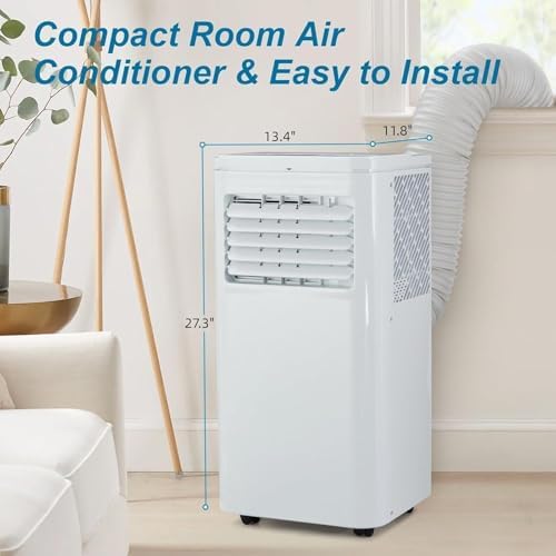 10,000 BTU Portable Air Conditioner，Cools 450 Sq.Ft, Quiet Operation with Fan, Remote & Timer, Easy Install, White