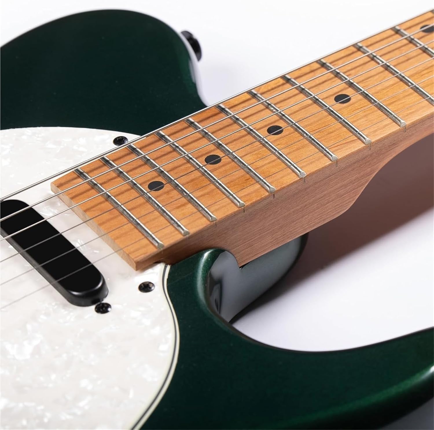 Beginner Electric Guitar Kits Solid Electric Guitar Metallic Finish Poplar Body Maple Neck Fretboard(Green)