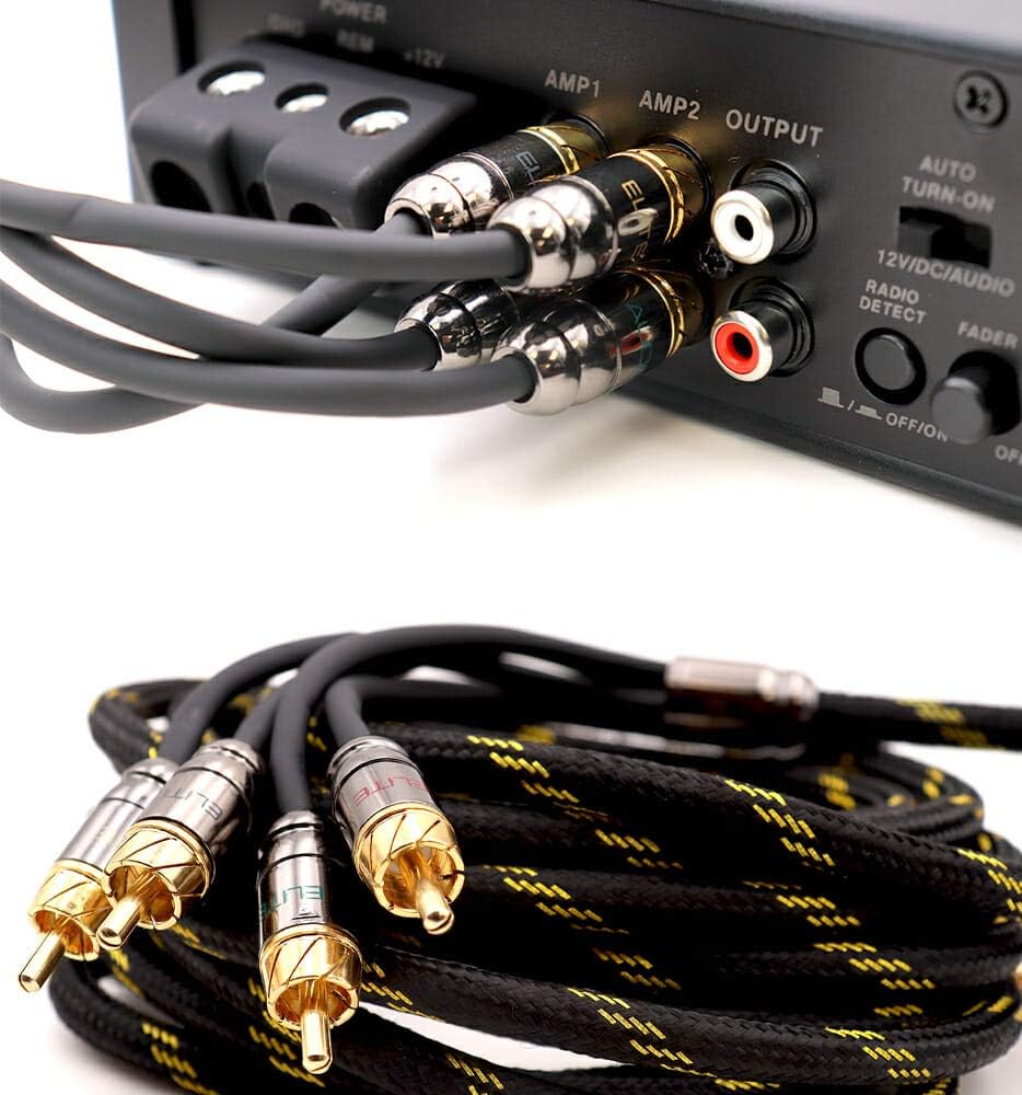 Elite Audio, EA-PROK4 + EA-PRO417, Pro Series Amplifier Wiring Kit and 4-Channel RCA Combo, 4000 Watts Max Power, 4GA Cables, Dual RCA Sets, ANL Fuse and Holder