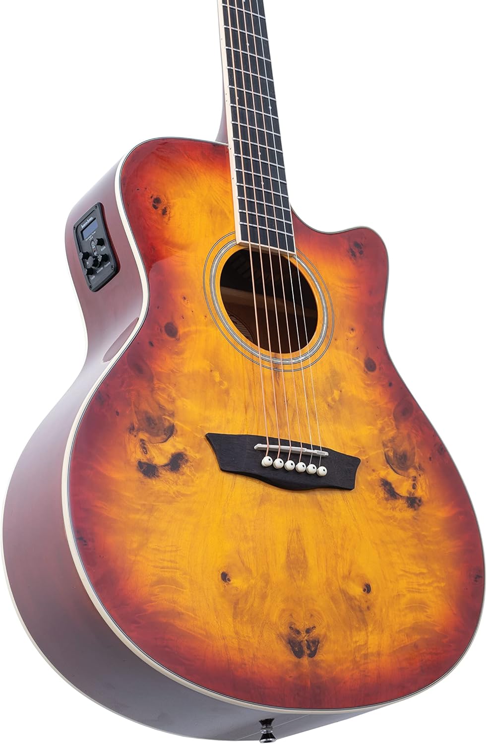 Washburn Deep Forest Burl ACE Acoustic Electric Guitar, Amber Fade (DFBACEA)