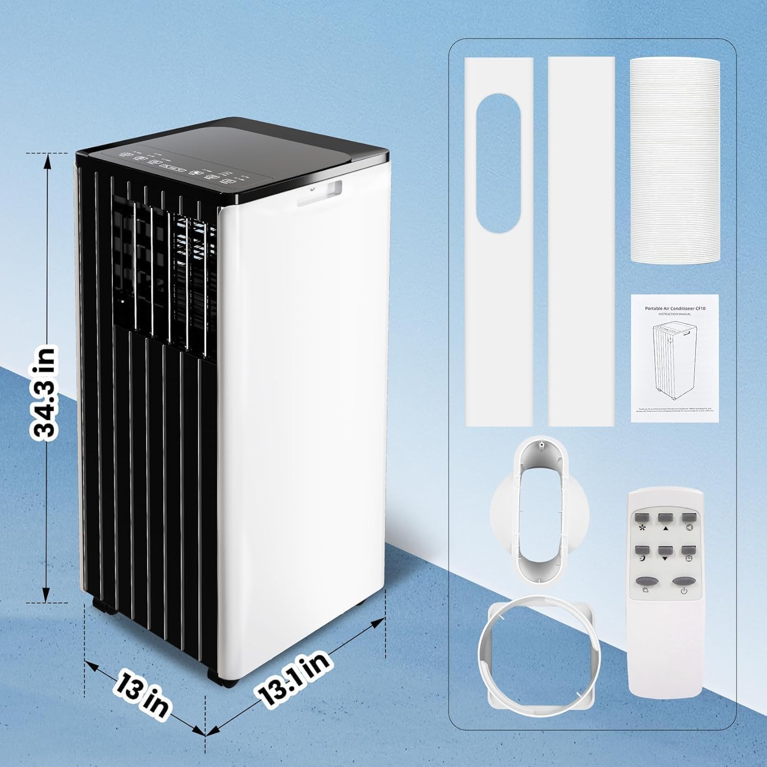 8000 BTU Portable Air Conditioner, 3-In-1 AC Unit with Fan & Dehumidifier, Quiet Cooling for Rooms Up to 350 Sq.Ft, Remote Control & 24H Timer, Standing AC Unit for Bedroom, Office