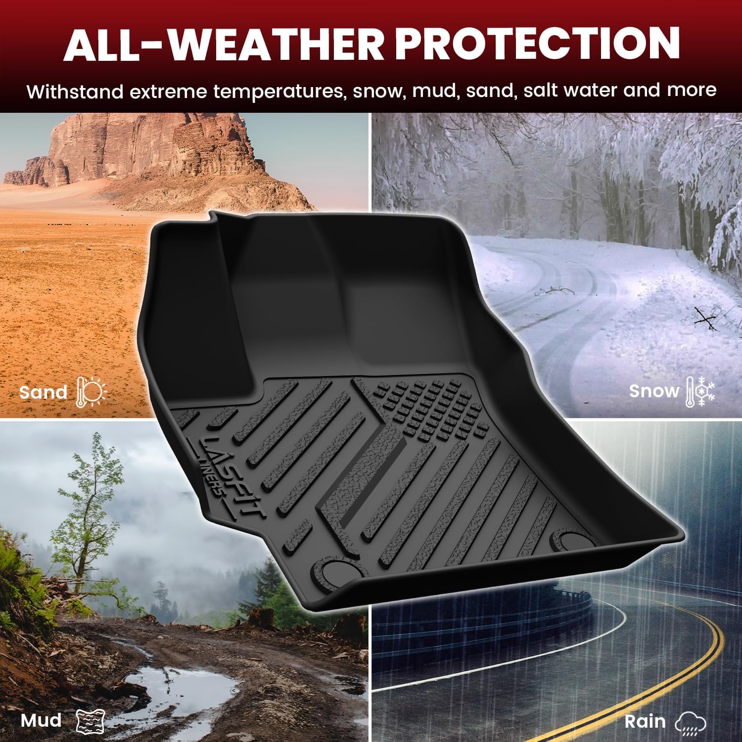 LASFIT Floor Mats & Cargo Mat for Toyota Corolla 2020-2026(for Sedan), TPE All Weather Protection Rubber Car Liners Custom Fit for Corolla Accessories 1st & 2nd Row & Trunk Mats, Black