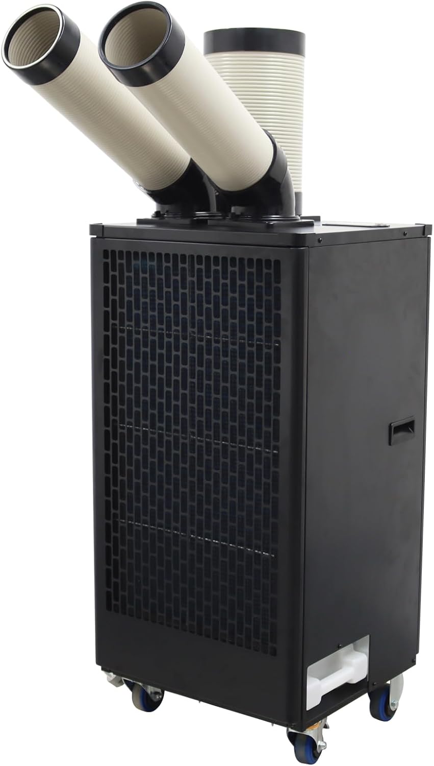 12,000 BTU Mobile Spot Cooler Double Columns Industrial Air Conditioners 550m³/h Portable Cooling Aircon for Outdoor/Indoor 220V 1100W