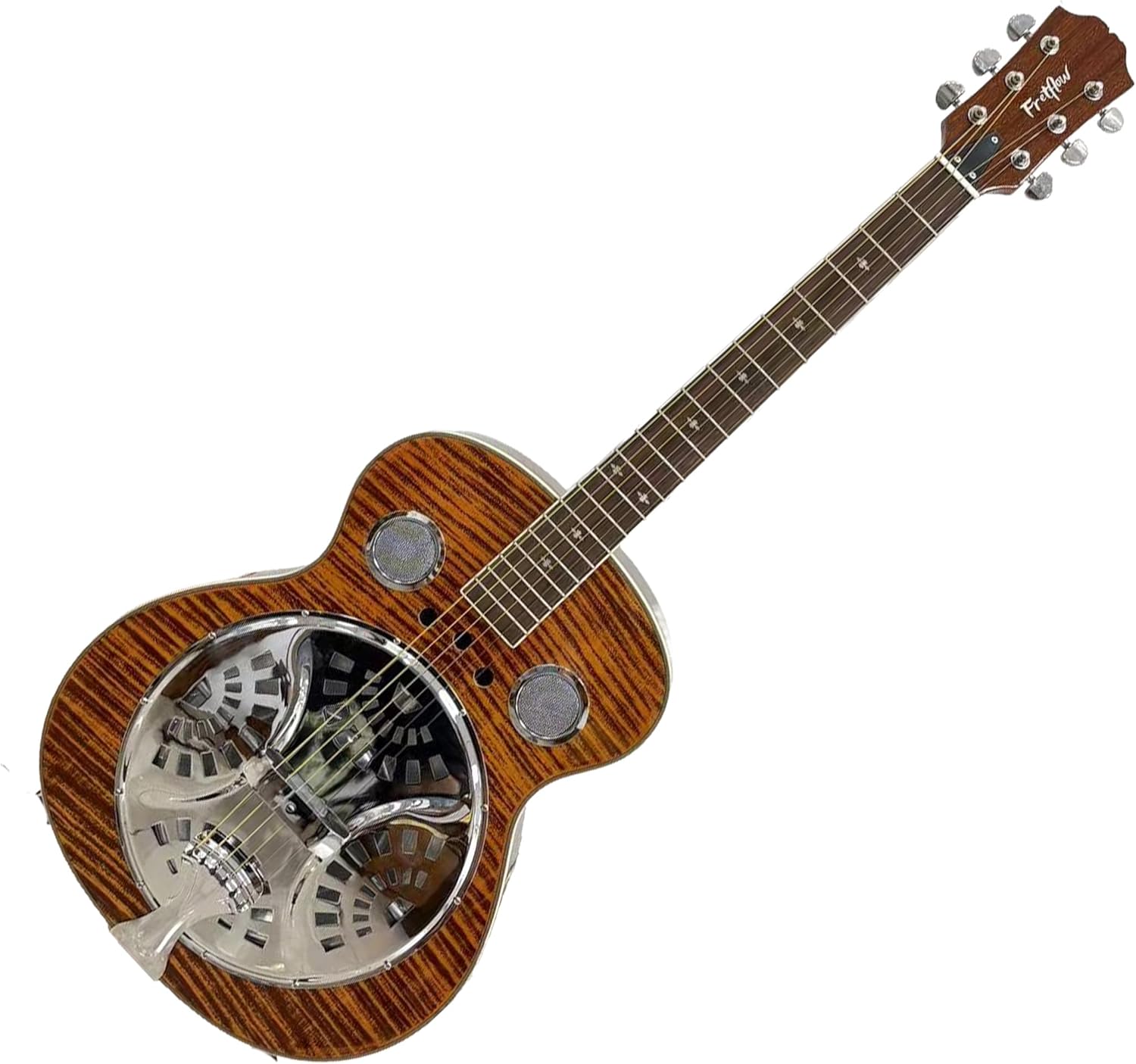 40-Inch Resonator Guitar with Spruce Top & Sapele Body - Tiger Flame Finish, Okoume Neck, Rosewood Fingerboard | Bronze Strings | Beginner guitar
