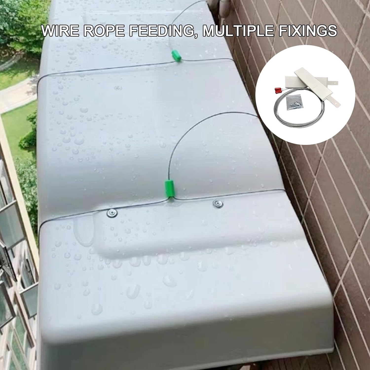 Air Conditioner Unit Cover with Fixed Rope, Outdoor Window AC Units Protection Cover, Air Conditioner Umbrella Waterproof Defender(43.3 * 17.7inch)