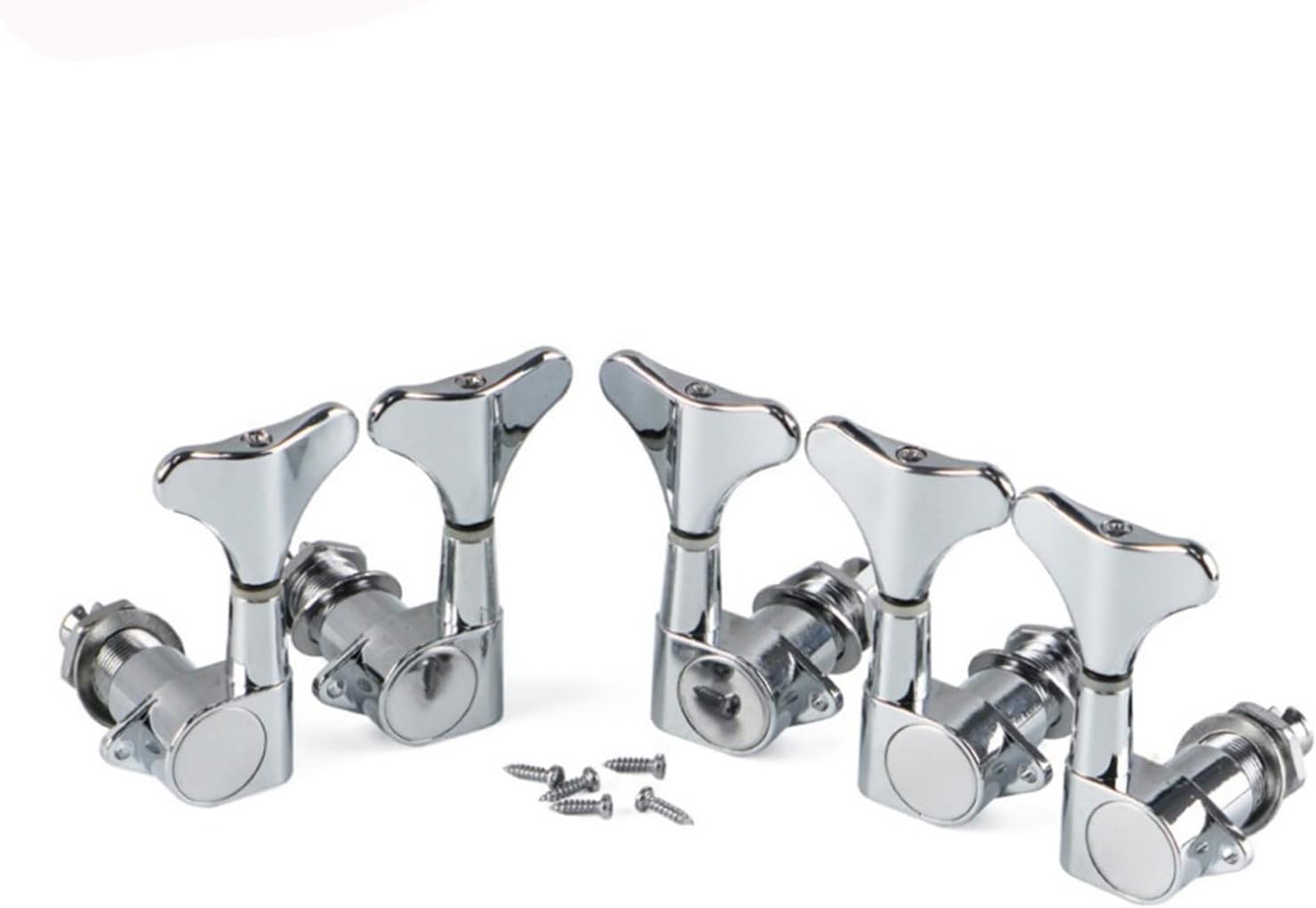 5pcs Sealed Electric Bass Tuning Pegs Keys Machine Heads Tuners 2L3R for 5 String Bass Guitar Machine Head Tuners (Color : Chrome)