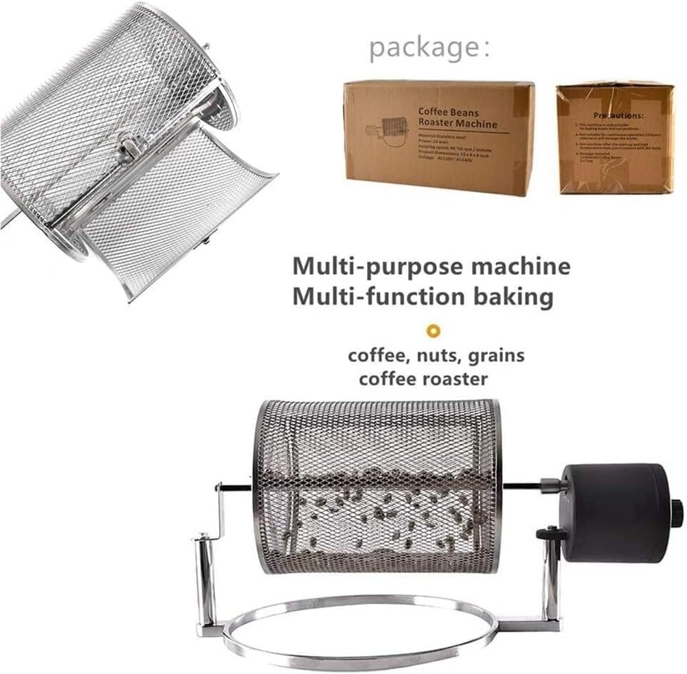 Electric Drum Type Coffee Roaster Machine, Premium Stainless Steel Automated, for Home Use Small Household Grains Beans Peanuts Nuts Coffee Beans Baking Machine