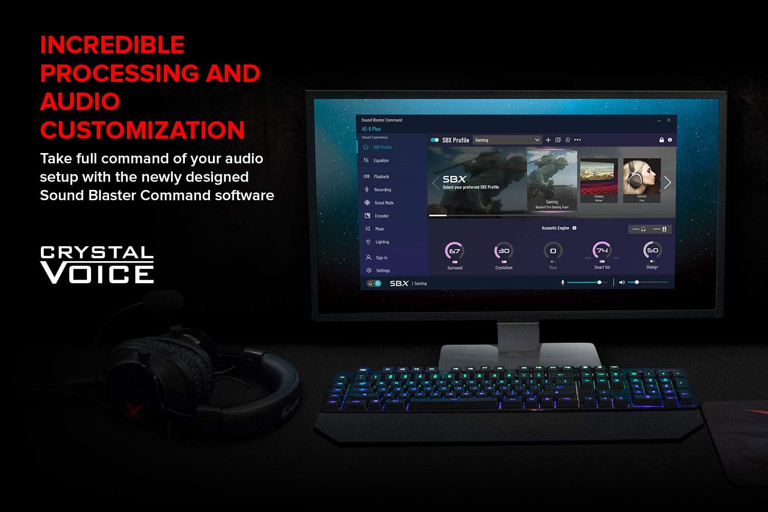 Creative Sound BlasterX AE-5 Plus Pure Edition SABRE32 Ultra-Class 32-bit/384kHz PCI-e Gaming Sound Card and DAC with Dolby Digital and DTS, Xamp Discrete Headphone Bi-amp, 122dB SNR, RGB LED Strips