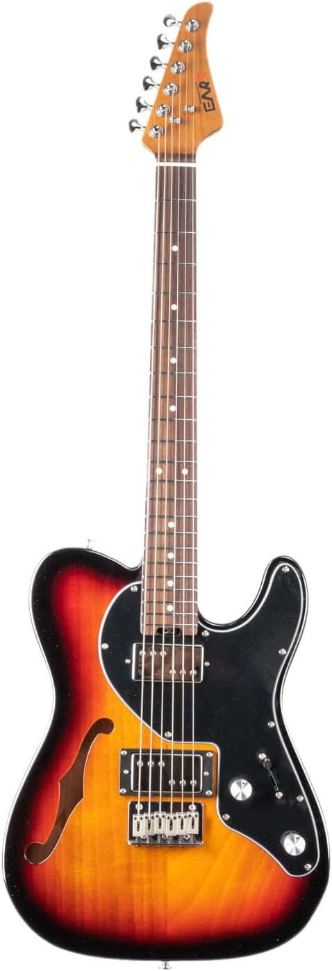 EART E-TT72 6 String Semi-Hollow-Body Electric Guitar Versatile Playability, Powerful Humbucker Pickups Fixed Bridge Guitars