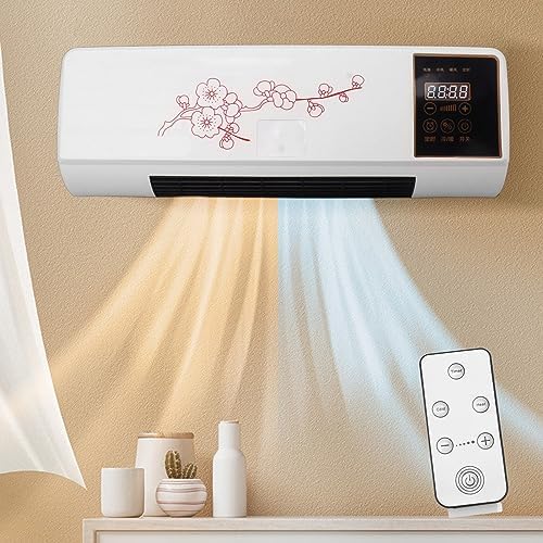 ZJchao Small Dual Use Electric Heater Fan, Electric Air Conditioner Space Heater Fan Heating Wall Mount Indoor Wind and Heater Air Conditioning for Bedroom Living Room