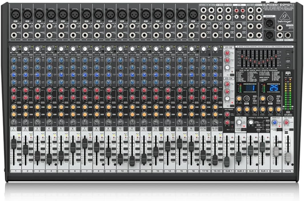 Behringer EURODESK SX2442FX Ultra-Low Noise Design 24-Input 4-Bus Studio/Live Mixer with XENYX Mic Preamplifiers, British EQ and Dual Multi-FX Processor