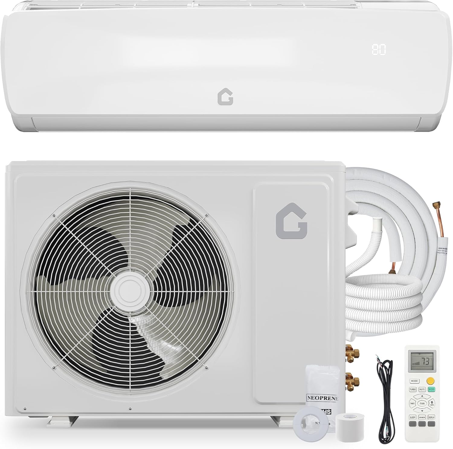 19 SEER2 Ultra-Quiet Mini Split AC | 9000 BTU 3-in-1 Cooling/Heating/Dehumidifier | 115V Inverter Heat Pump | 42dB Whisper Operation | 10ft Pre-Charged Line Set | White Modern Design
