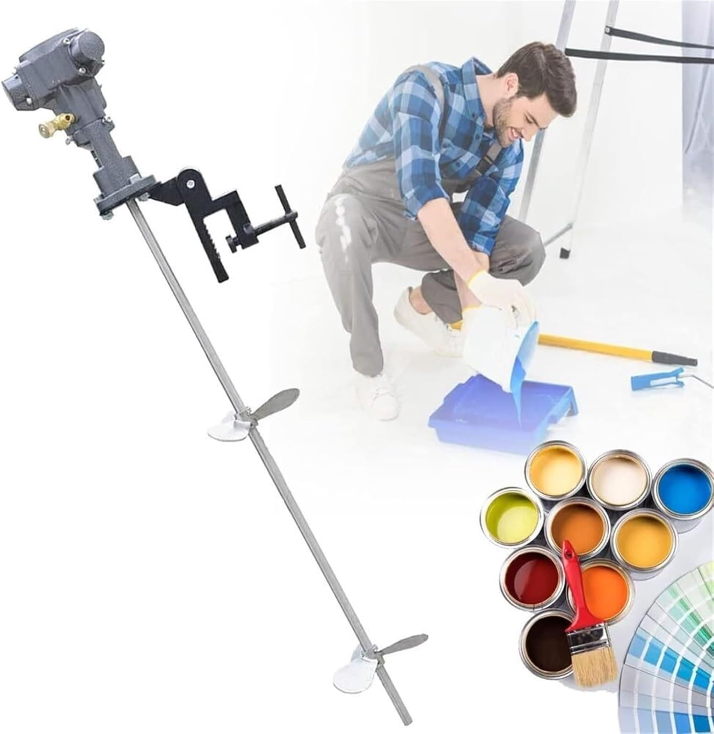 Pneumatic Paint Mixer Machine, 5 Gallon/20L Pneumatic Paint Mixer Machine, Ink Coating Mixing Tool with Bracket and Shaft for Paint,