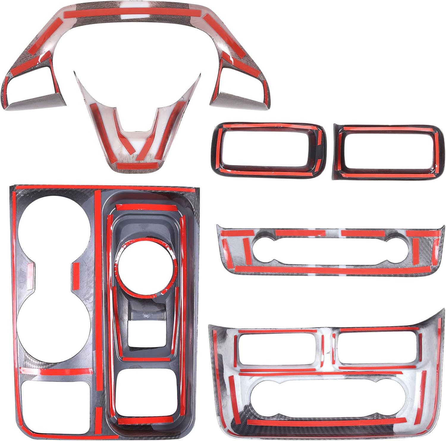 Car 7Pcs Center Console Decoration Trim Kit Compatible with Ford Maverick 2022-2024 Central Control A/C Volume Switch/Outlet Vent/Gear Shift/Steering Panel Protector Cover Interior Accessories