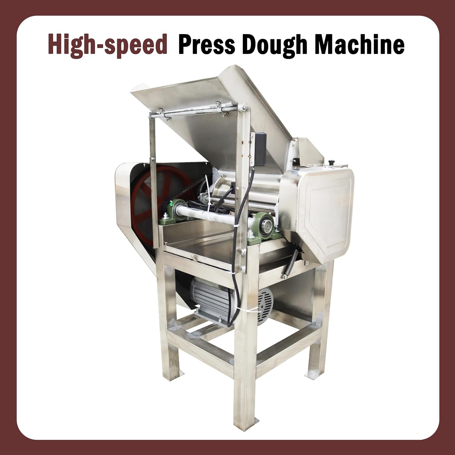 Commercial High-speed Press Dough Machine Adjustable Press Dough Making Machine 11.8inch Drum Length 110V 2200W