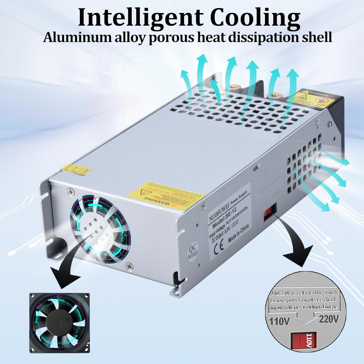 DC 12V 1000W Power Supply 110V AC to DC 12V Converter 83.4A 1000W Switch Power Supply for LED Driver Strip Light Lamp Amplifier More 12v Device