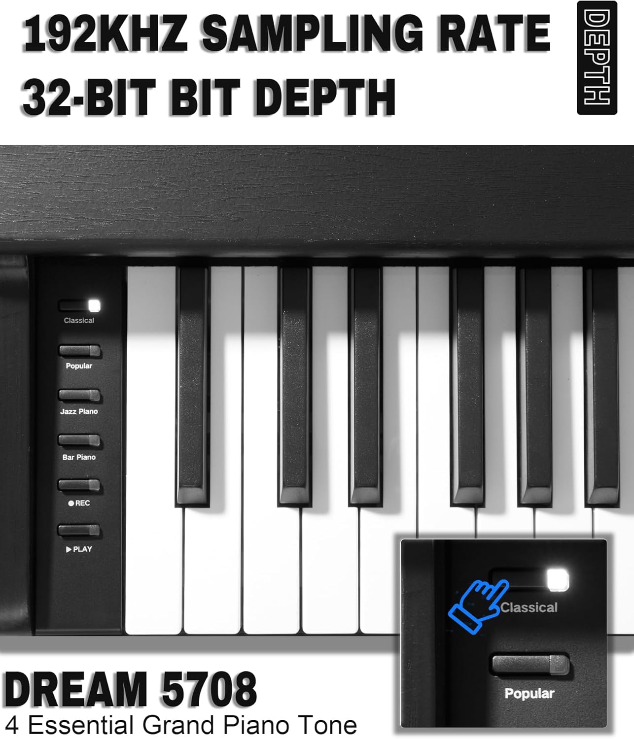 AKLOT Weighted Electric Keyboard Piano: 4 Essential Grand Piano Tone, 88 Graded Hammer Action Key, Round-Edge Design, Triple Pedal System & USB-MIDI Connectivity for Beginner, Home Use,LS01Air Black