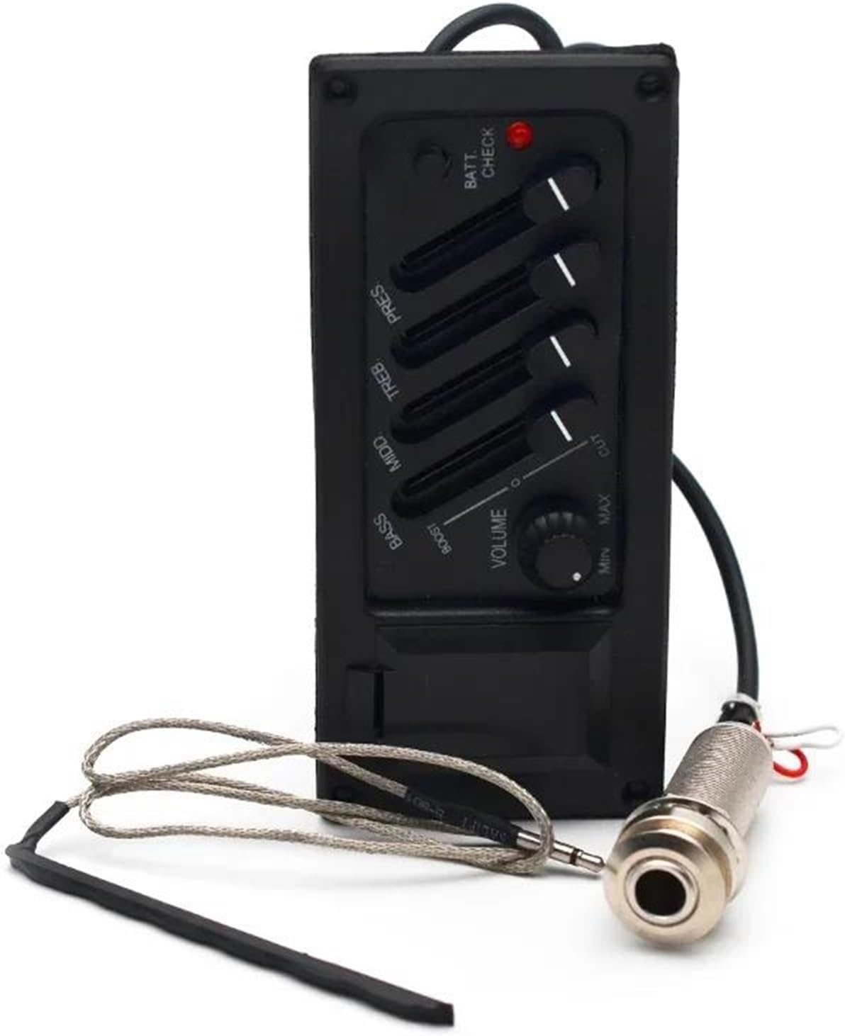 acoustic guitar pickup kit 10 Pcs 4 Band Acoustic Guitar Equalizer Acoustic Guitar Preamp Amplifier Piezo Pickup 6.5MM Output Easy Assembly(With jack)