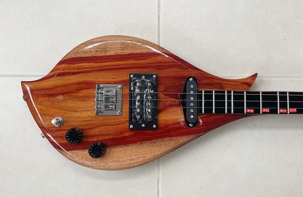 Isarn Electric Phin 3 Strings, Thailand Lao Guitar Musical Instrument, Traditional Thai Pin120, brown