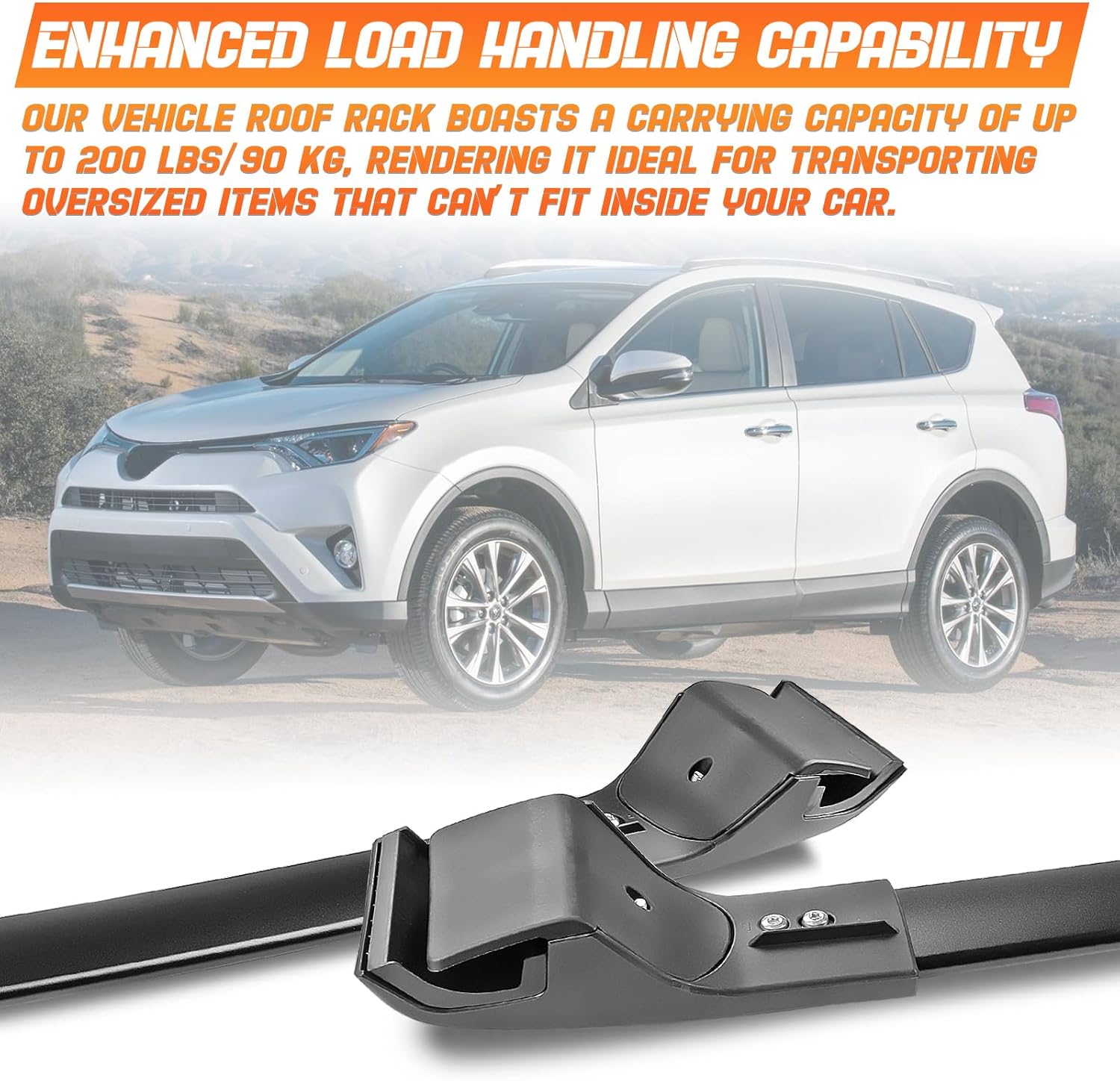 Roof Rack Cross Bars Luggage Carrier Fit for Toyota Rav4 2013-2018, Capable of Supporting Up to 200 lbs/90 kg, Ideal for Roof Bags, Roof Boxes, Bike Racks, and Various Other Accessories.