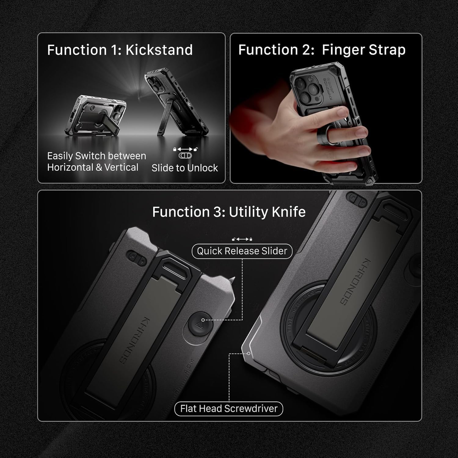 Tilta Khronos Handheld Kit Compatible with iPhone 16 Pro Max – Space Gray | Mobile Filmmaking Accessories | Phone Camera Cage & Video Rig | 0.6 + 1.2 ND Filters | Focus Handle | TK-IP16-PMA-SG