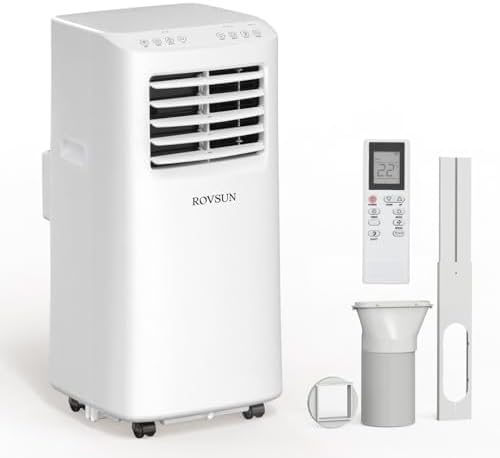 ROVSUN 8000 BTU Portable Air Conditioner with Remote Control, 3-in-1 Room AC Unit, Fan & Dehumidifier with Digital Display, 24H Timer & Installation Kits for Home Office Dorm