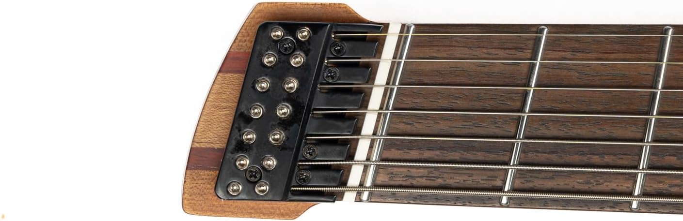 EART GW-7F 7 String Solid-Body Electric Guitar with Headless Bridge Tuning System,Roasted Ash Body,Headless Guitar Right