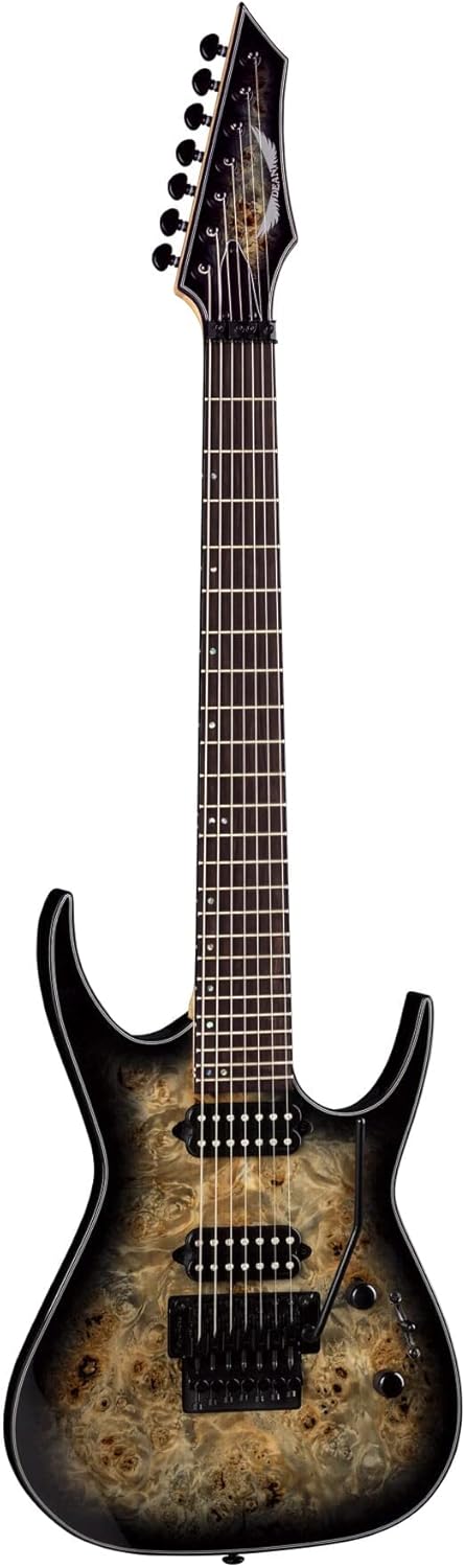 Dean 7 String Exile Select Floyd Fluence Natural Black Burst, EXILE SEL 7 F FL NBST