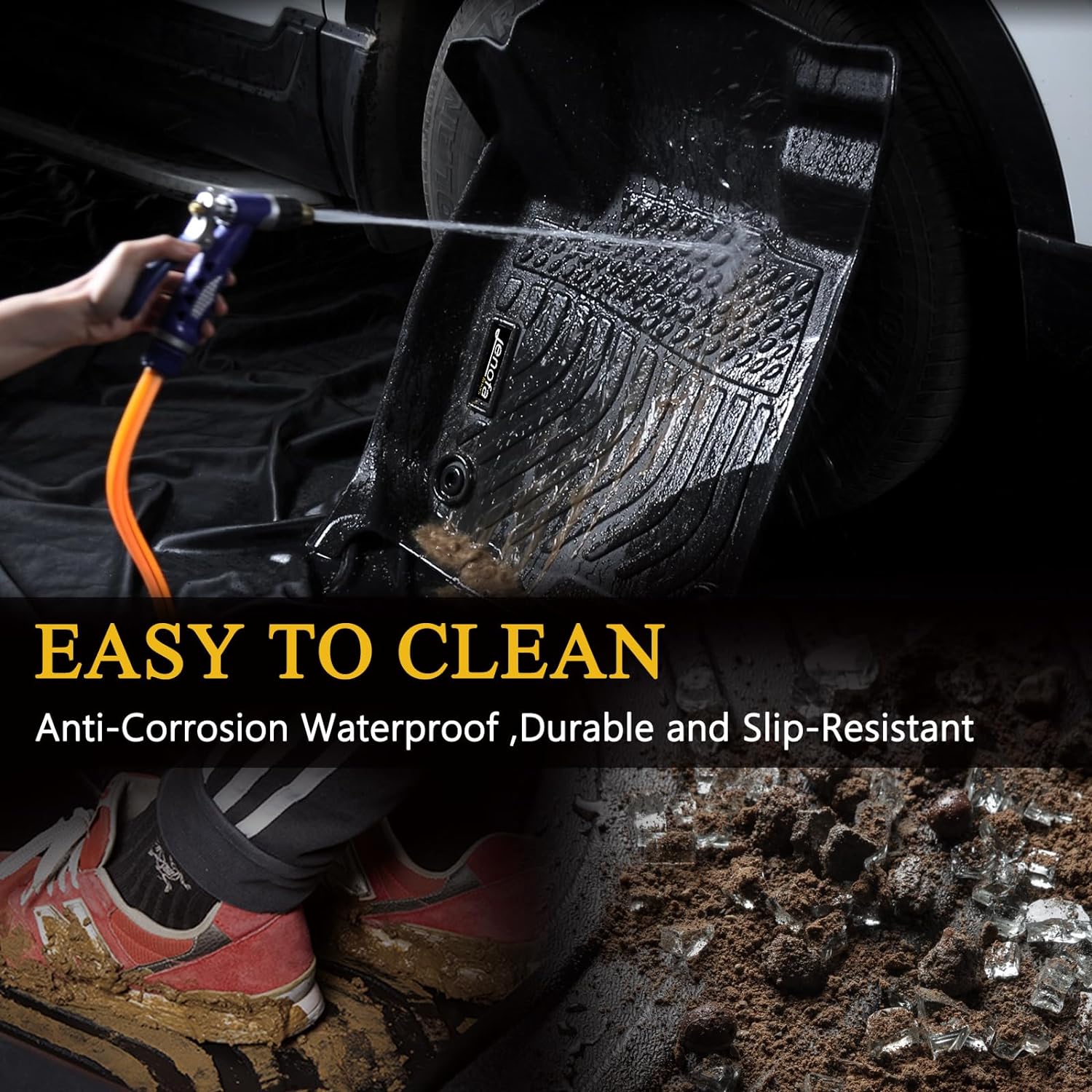 Jenofa-for Cadillac XT4 2019-2025 All Weather Floor Mats Automotive Non-Slip Waterproof Car Mat for 2024 XT4 Accessories (Floor Mats & Rear Seat Back Mats & Cargo Liner)