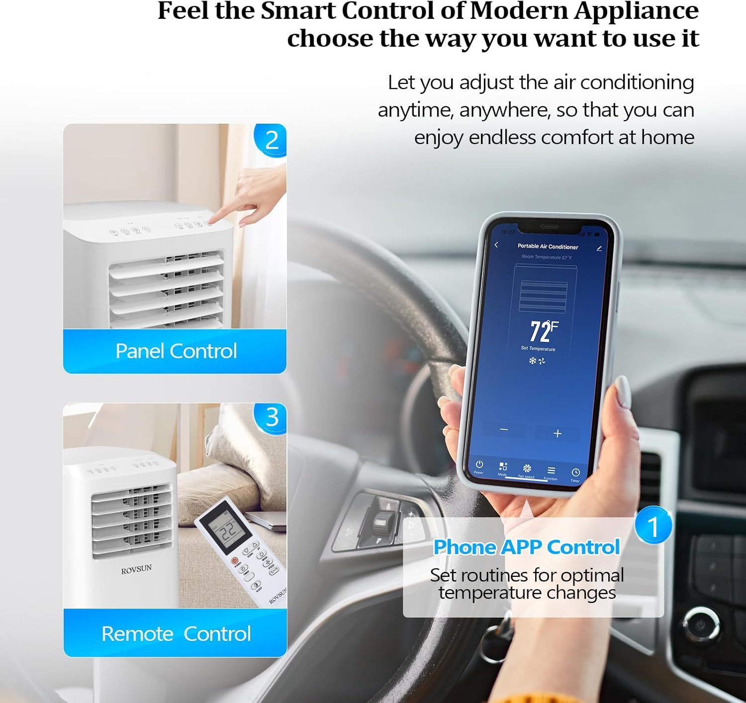 Bonnlo Smart 10,000 BTU Portable Air Conditioner with Remote & APP Function, 3-in-1 Coolor, Dehumidifier, Fan for Rooms up to 400 Sq.Ft., Floor AC Unit with Timer, Rolling Wheels & Installation Kit