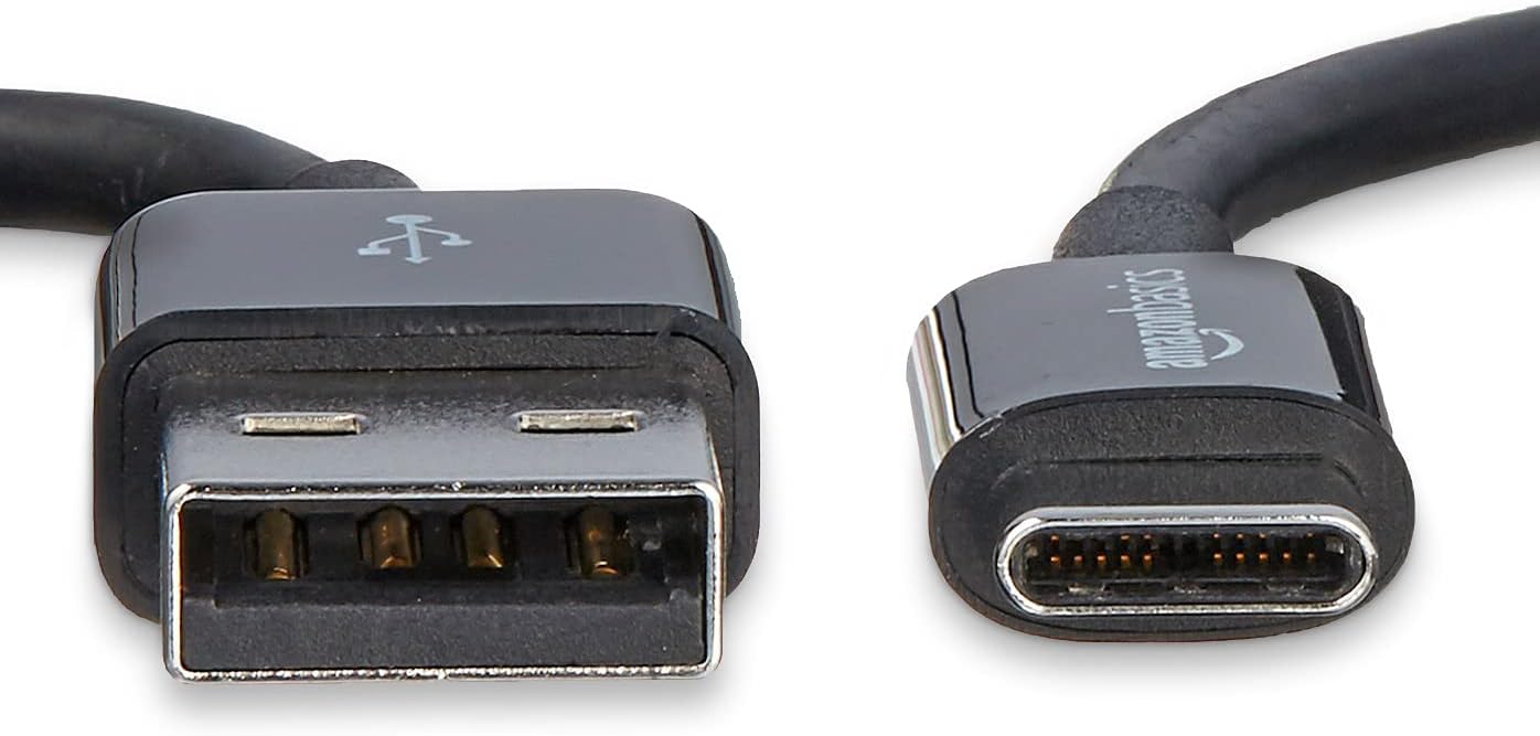 Amazon Basics USB-C to USB-A 2.0 Male Cable, 6 Feet (1.8 Meters), Black, 24 Pack of 5, 120 Count Total