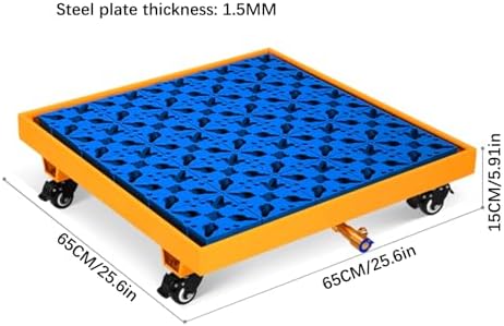 Industrial Spill Containment Pallet with Drain and Wheels, Leakproof Storage Tray for Warehouses, Factories, and Garages, Ideal for Washing Machines and Oil Drums,Yellow-65x65x15CM/25.6x25.6x5.91in