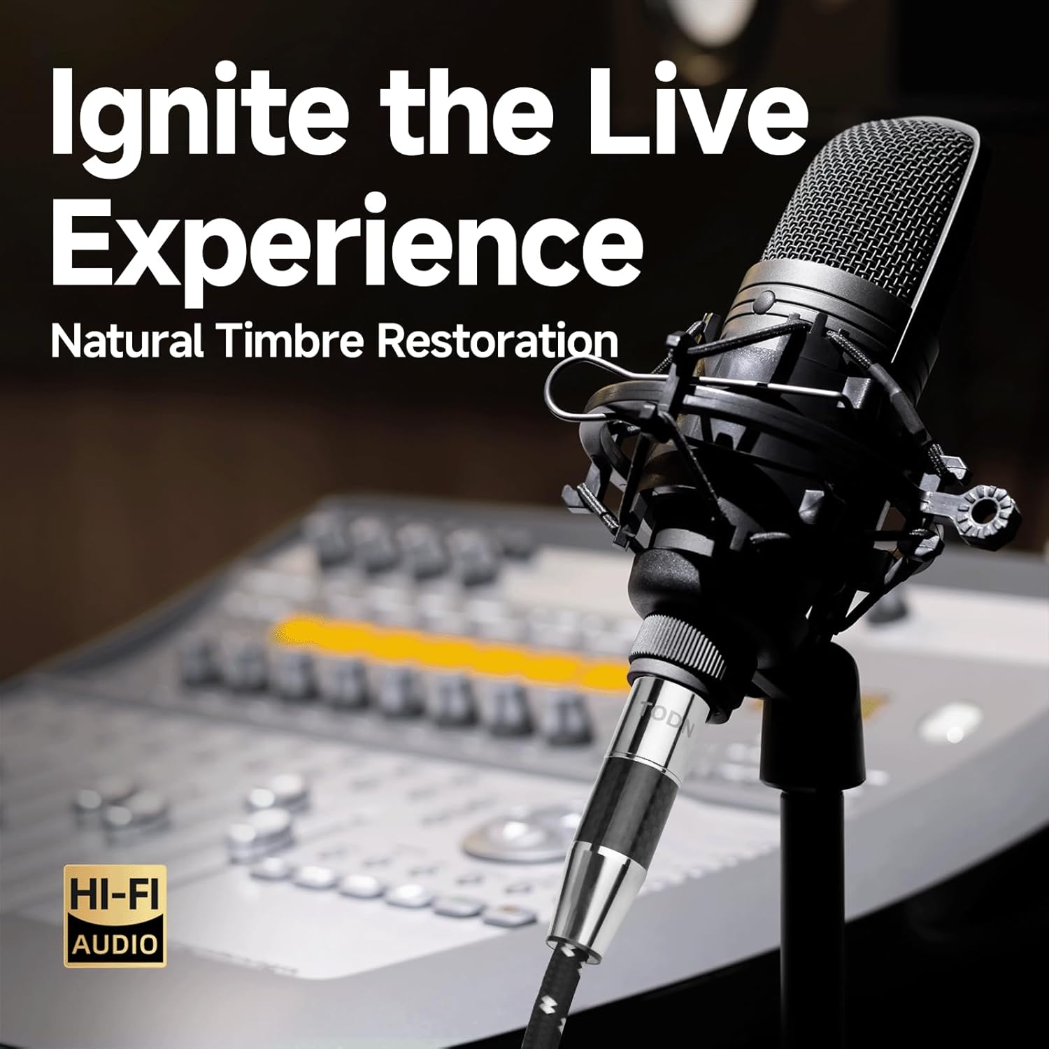 TODN Balanced XLR Microphone Cable for Audiophile with OFC Core, Carbon Fiber Shell, Male to Female 3-Pin Mic Cables for Speaker/Amps, 4.9ft/1.5m