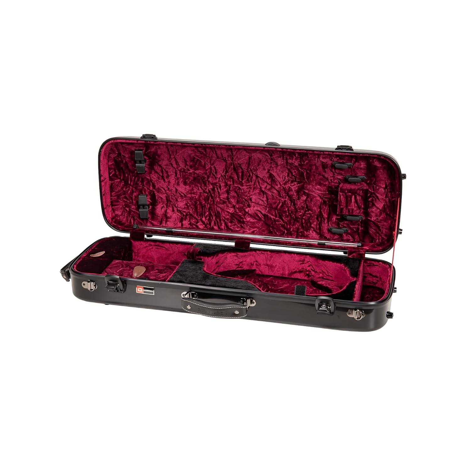 Crossrock Fiberglass Oblong Case fits 4/4 Full-Size Violin, Includes TSA lock, Protective Blanket, Hygrometer, Accessory Compartments-Black (CRF2020VBK-R)