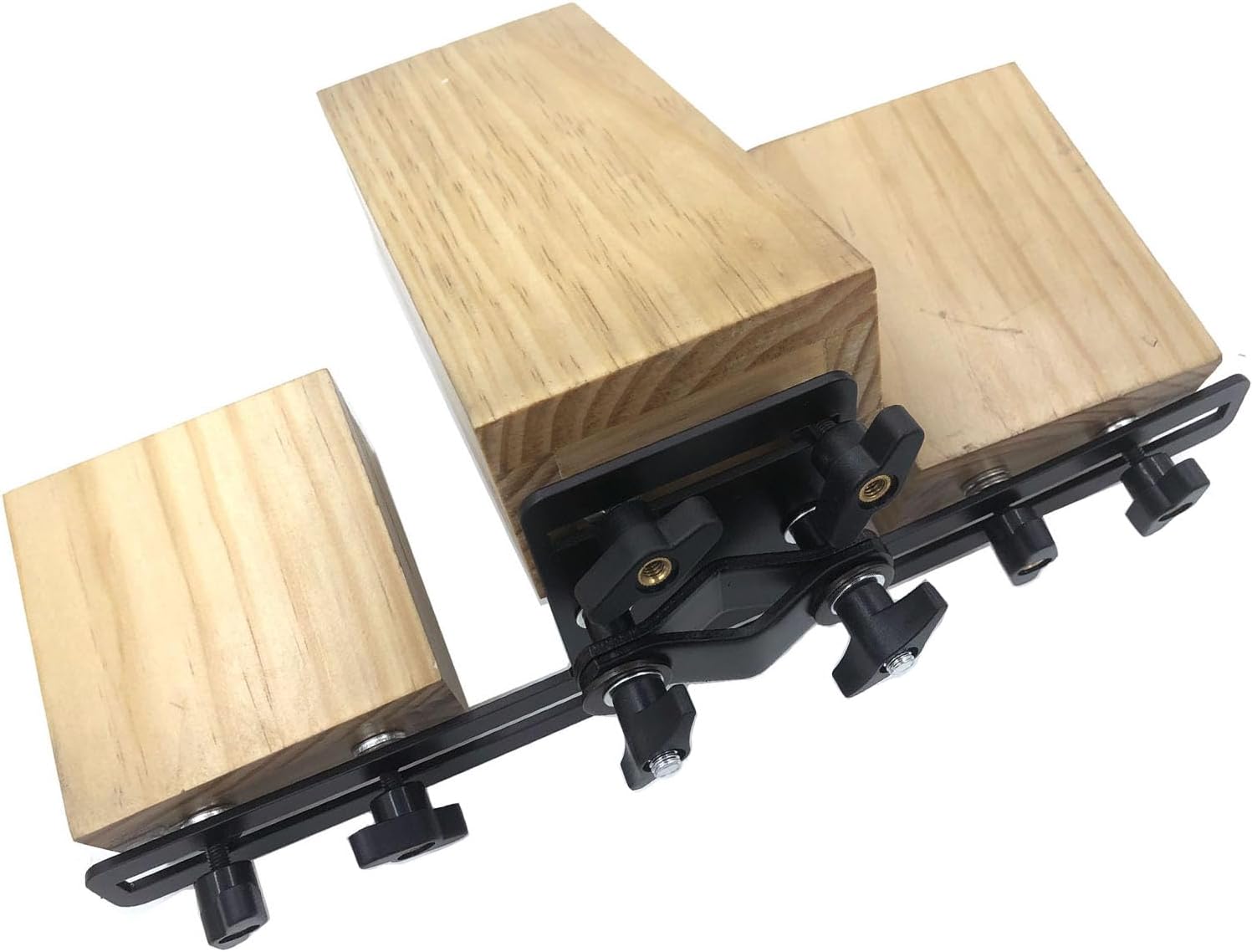 Tri-Bells Cowbell for Drum Set Triple Wood Block High Medium Low Pitch Wooden Jam Block for 0.63inch Post Mount Drum Set Cymbal Stand Accessories