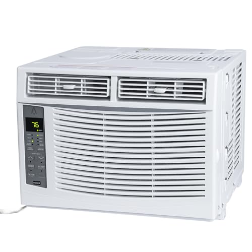 Window-Mounted Air Conditioner 6000 BTU, AC Unit Cools Up to 300 Sq. Ft., Window AC Unit with Remote Control, Quiet Operation, Effortless Temperature Control, 3 Fan Speeds, Auto Restart, White