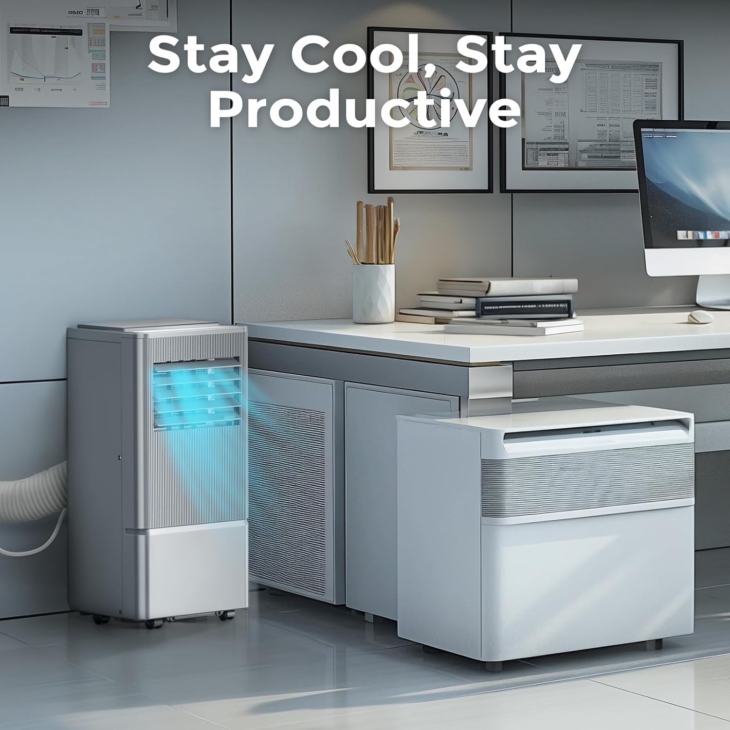 Air Choice Portable Air Conditioners, 8000 BTU Air Conditioner for Room Up to 350 Sq.Ft, 24H Timer, 3-in-1 Quiet AC Unit with Remote Control & Digital Display, Window Kit Included, Metallic Grey